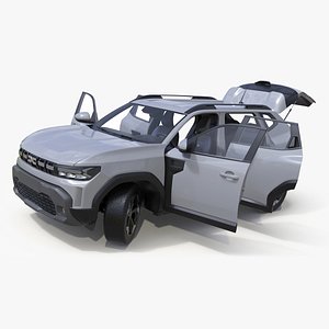 Dacia Duster 2024 Crossover White Rigged for Cinema 4D