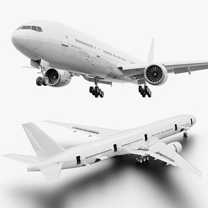Boeing 777-300 Animated Rigged Aircraft 3D Model FBX Blender Realistic Airliner