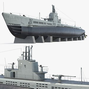 USS Drum SS-228 Submarine on Shipyard Supports