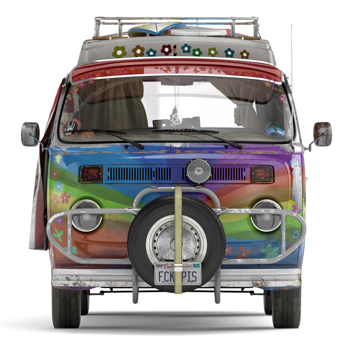 volkswagen t2 hippie van 3d model