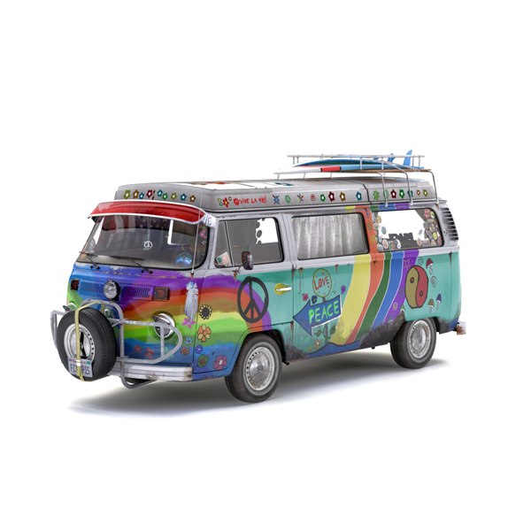 volkswagen t2 hippie van 3d model