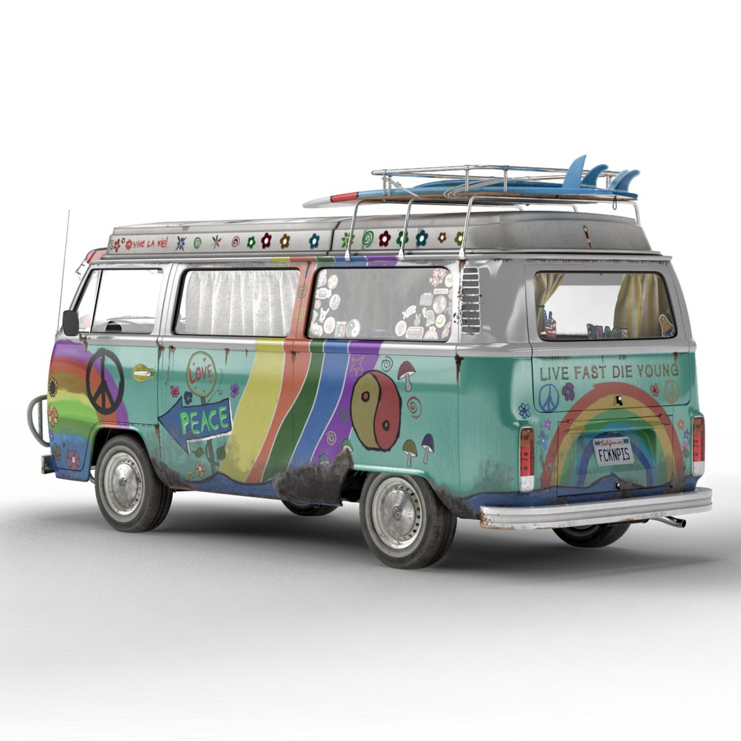 Volkswagen T2 Hippie Van 3d Model