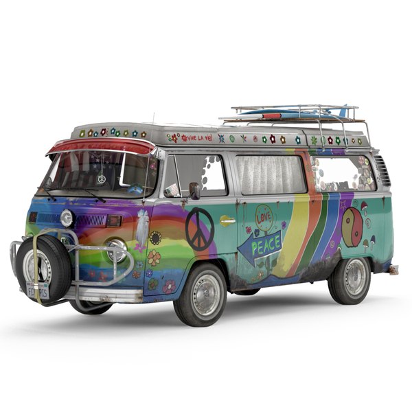 volkswagen t2 hippie van 3d model