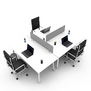 office work and meeting table 07 3D