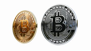 3D High Detail Physical Bitcoin Gold and Silver 3D Model
