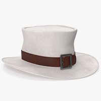 Leather Top Hat White with Buckle