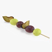 Grapes and Plump on Bamboo Skewer