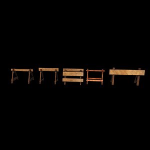 wooden barrier 3D model