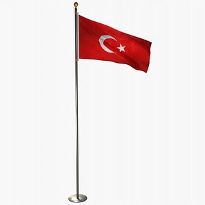 3D flag flagpole model