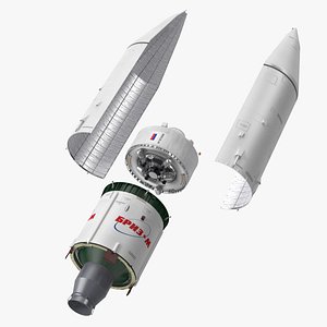 Proton M Rocket Stage 3 with Breeze-M 3D