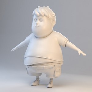 3D model cartoon teenage fat boy