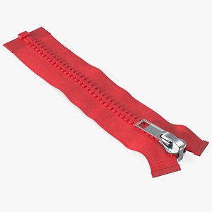 Two Sided Plastic Zipper Closed Red 3D model