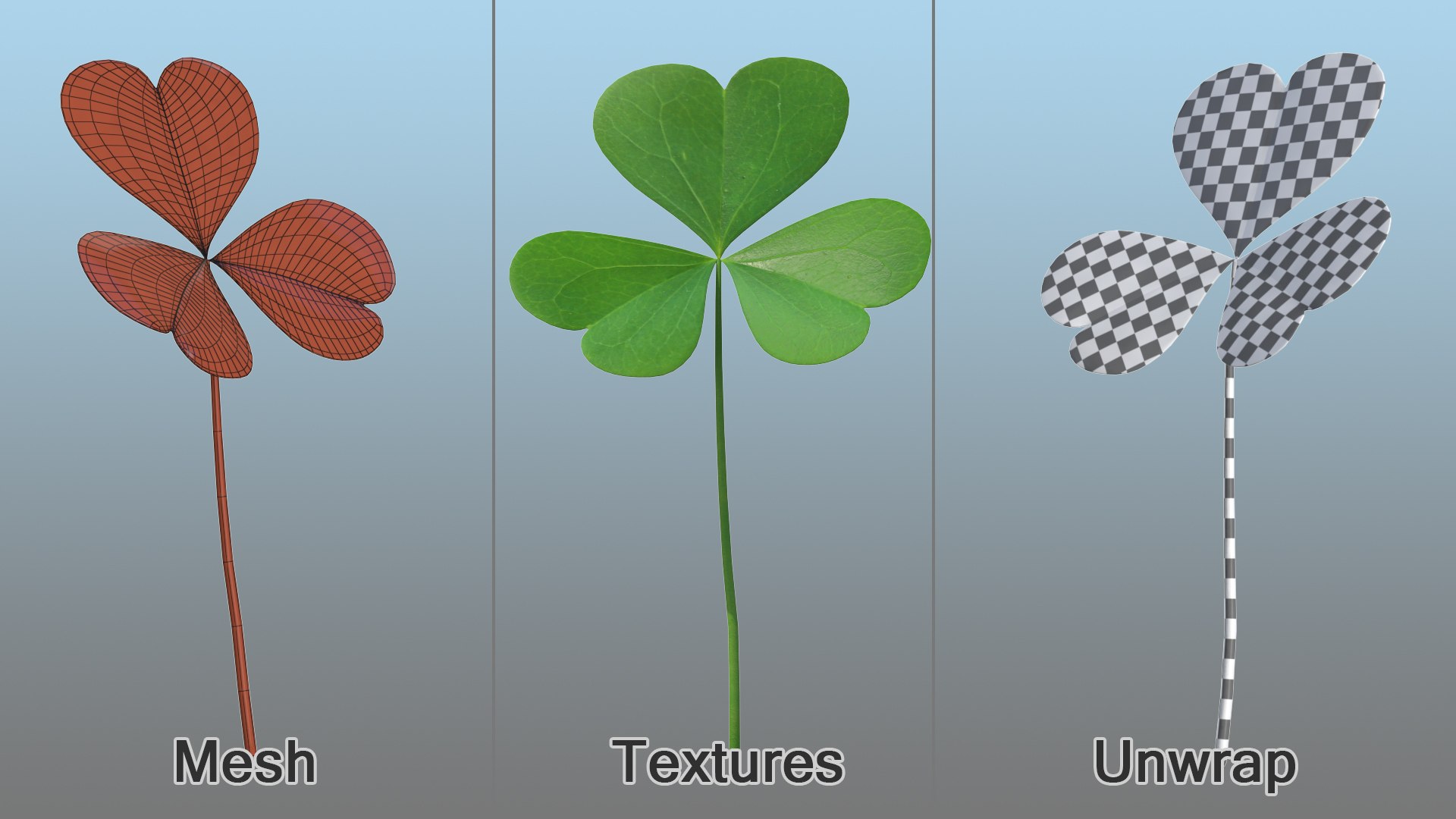 3D leaf clover model https://p.turbosquid.com/ts-thumb/or/Hiauzc/BhEmOn2v/threeleafclover3dsmodel008/jpg/1592352532/1920x1080/fit_q87/326b27e49a48524722dabfa82e36e1d7c7f2eadb/threeleafclover3dsmodel008.jpg