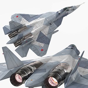 Stealth Multirole Fighter Su57 3D model