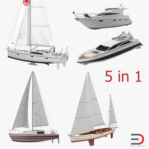 yachts set offshore 3d model