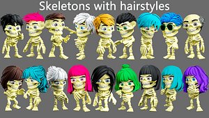 3D Skeletons with hairstyles