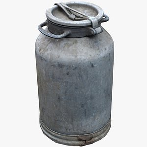 3D old aluminum flask