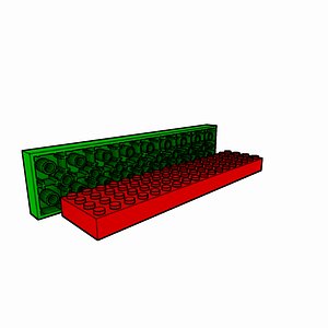 piece lego brick 4x18 3d model