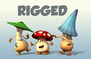 3d ma 3 mushroom cartoon characters