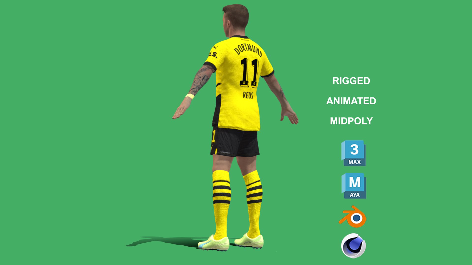 3D 3D Rigged Marcos Reus Borussia Dortmund 2024 TurboSquid 2119769   Q6 