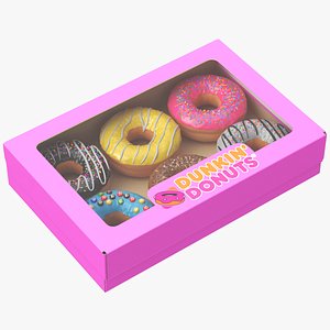 3D Detailed Dunkin Donuts Box