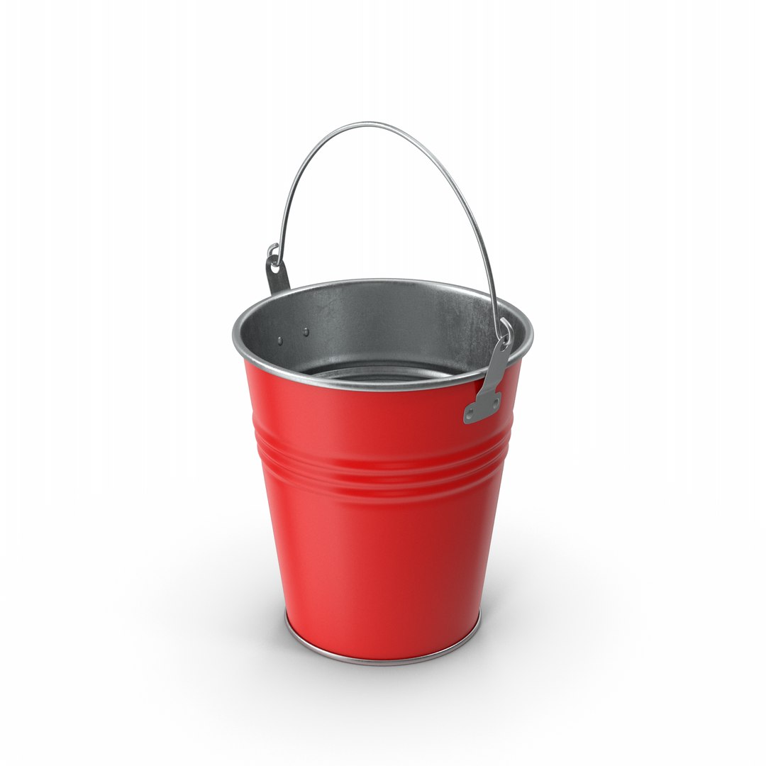 3D Red Metal Bucket - TurboSquid 2193446