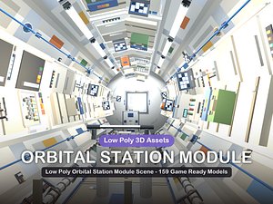 Low Poly Orbital Station Module Scene - 159 Game Ready Models