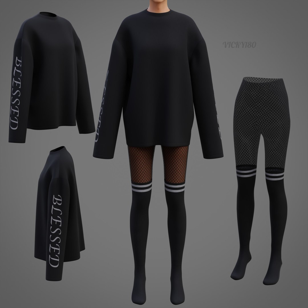 3D Gothic 3D Clothing Set - Graphic Sweater Fishnet Leggings Thigh-High Stockings Grunge Outfit https://p.turbosquid.com/ts-thumb/os/gWYTkO/jq/thumbnail6/jpg/1745937624/1920x1080/fit_q87/3dce4a7ba822154a3c8a8c255994041cebbf7b5f/thumbnail6.jpg