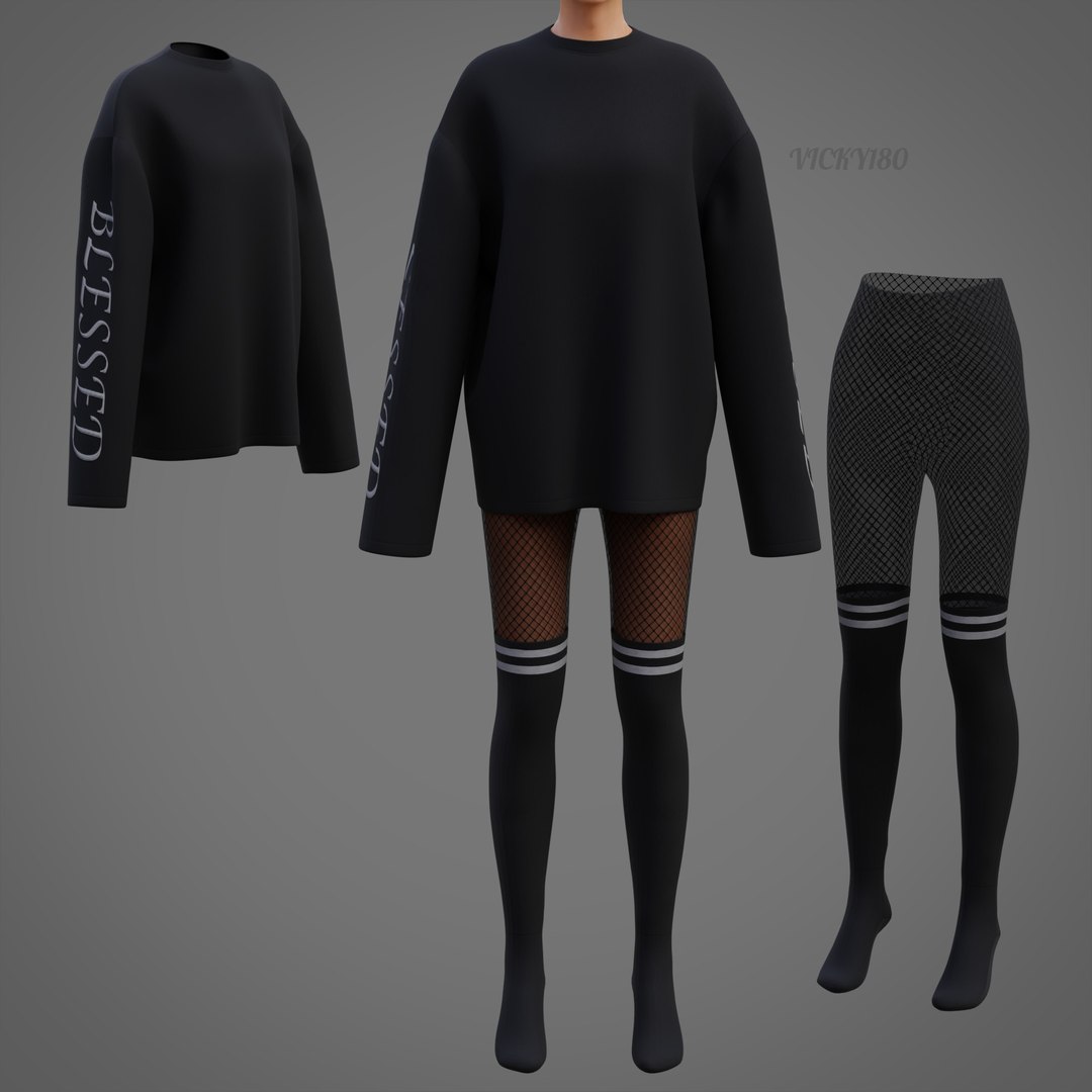3D Gothic 3D Clothing Set - Graphic Sweater Fishnet Leggings Thigh-High Stockings Grunge Outfit https://p.turbosquid.com/ts-thumb/os/gWYTkO/ya/thumbnail3/jpg/1745937618/1920x1080/fit_q87/3a68ee135f8956ef1e5ed73f62c9e2fd63e0e08b/thumbnail3.jpg