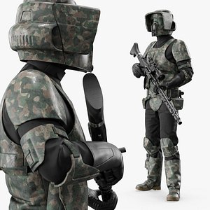 Star Wars Camouflage Scout Trooper Standing by with DLT Rifle model