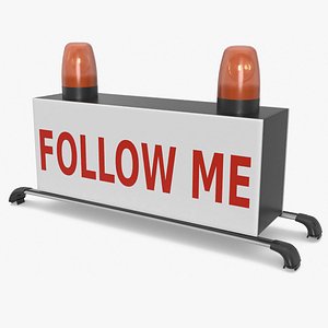 Airport Follow Me Sign with Warning Lights 3D