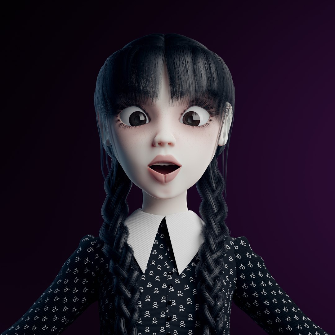 Wednesday Addams - Rigged 3D Character Model Low-poly Model ...