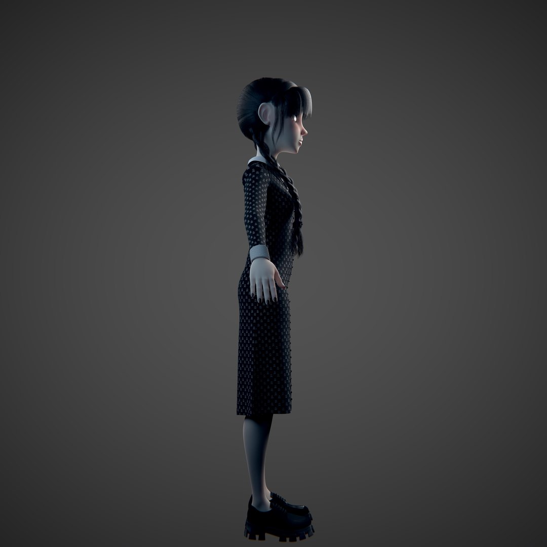 Wednesday Addams - Rigged 3D Character Model Low-poly Model ...