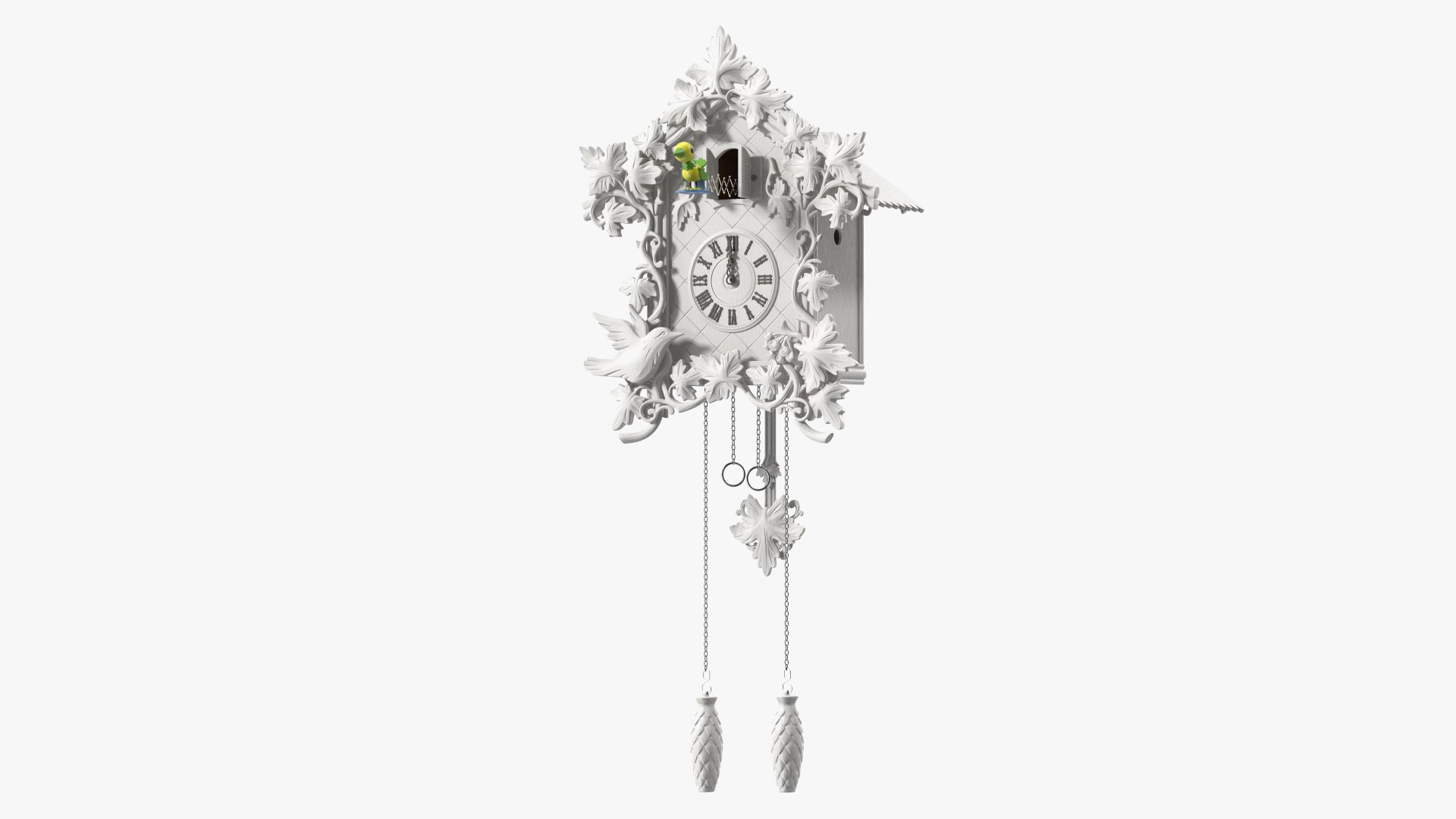 Wooden Cuckoo Clock White 3D model preview