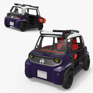 Citroen Ami Open Roof Mini EV Purple Rigged for Maya