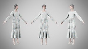 3D Dress 25 Aqua Meadow Mosaic model