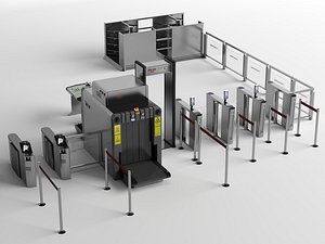 3D Modern Security Check X-Ray Scanner Entrance Gate System PBR