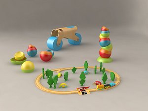 3ds max kid toy train set