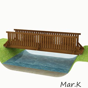wooden bridge 3d obj