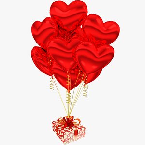 3D Gift with Balloons Collection V13 model