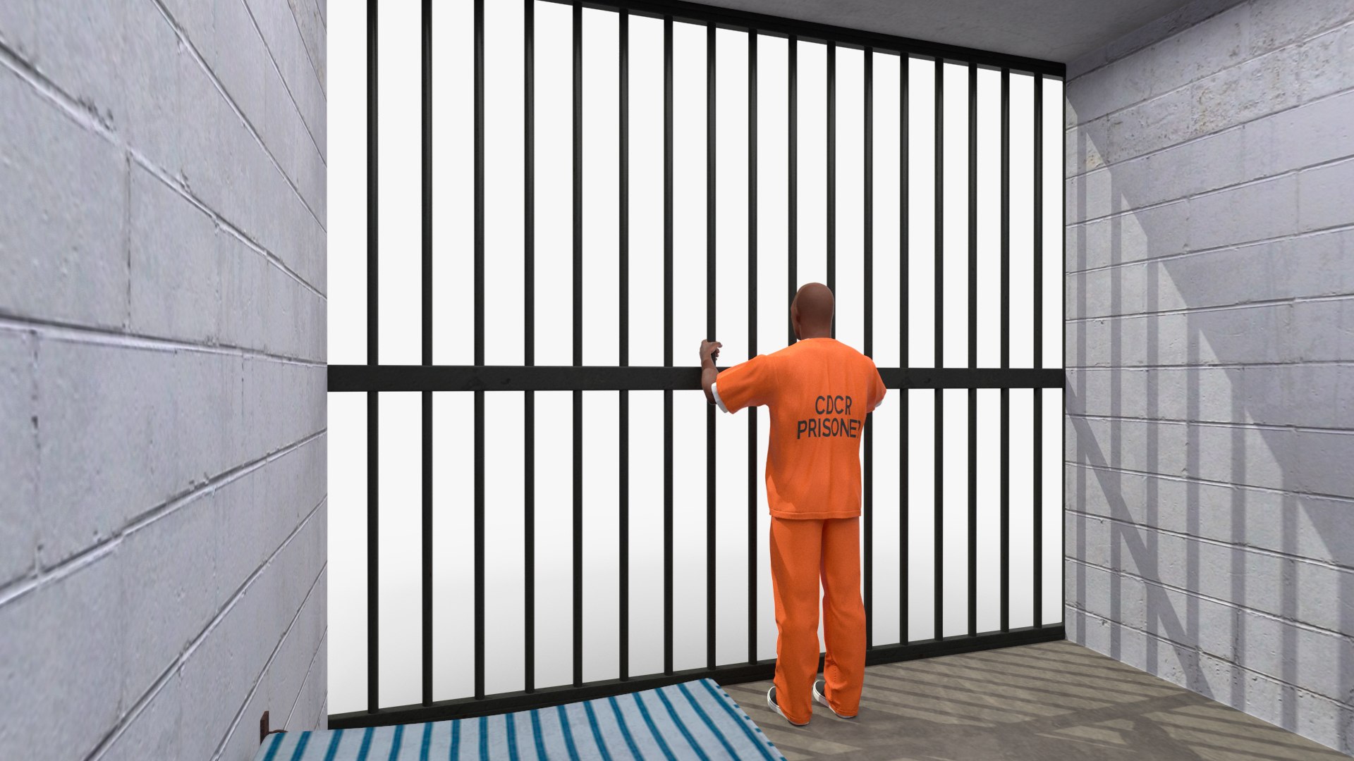3D Black Prisoner In Jail Cell - TurboSquid 2363098