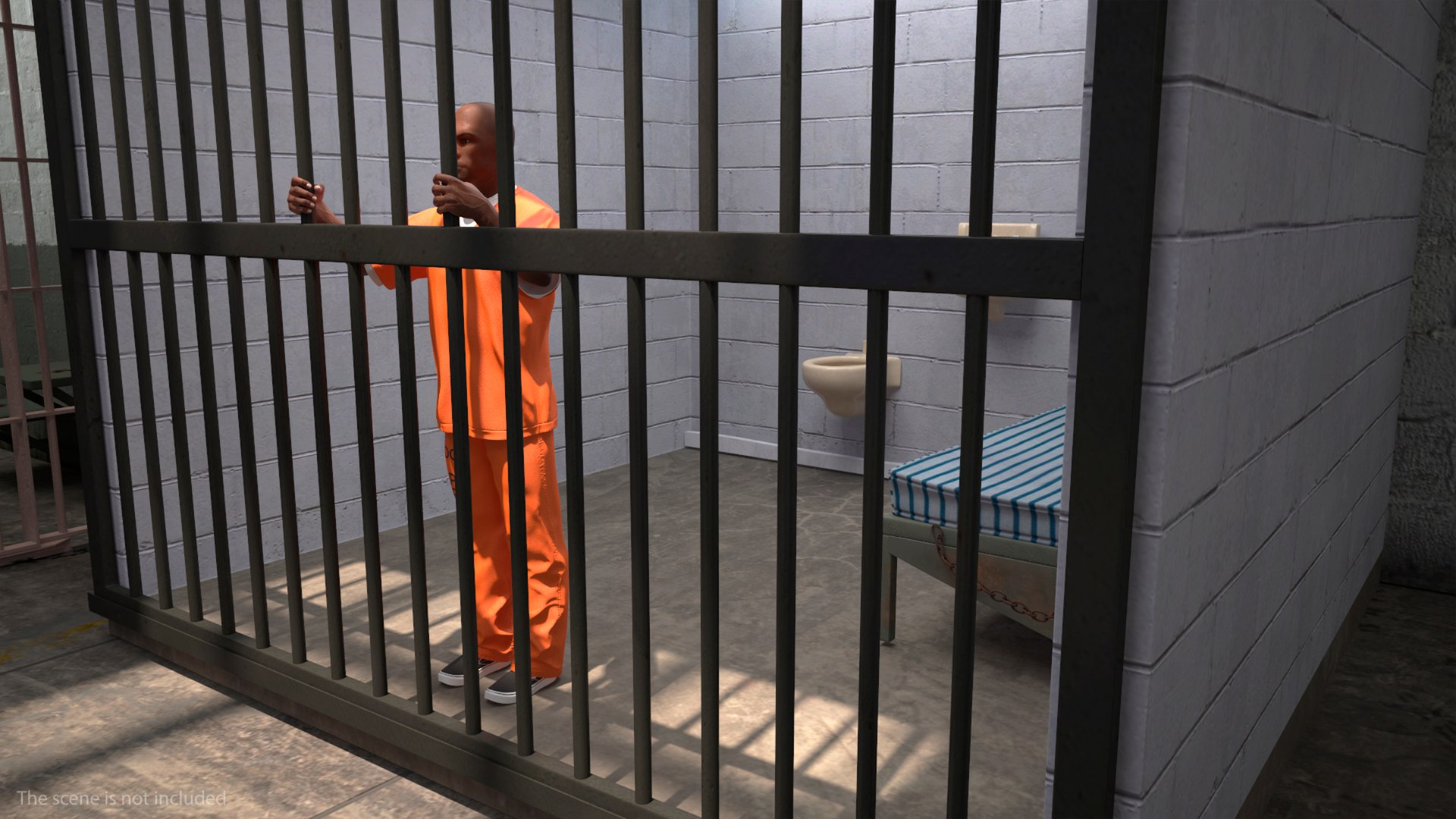 3D Black Prisoner In Jail Cell - TurboSquid 2363098