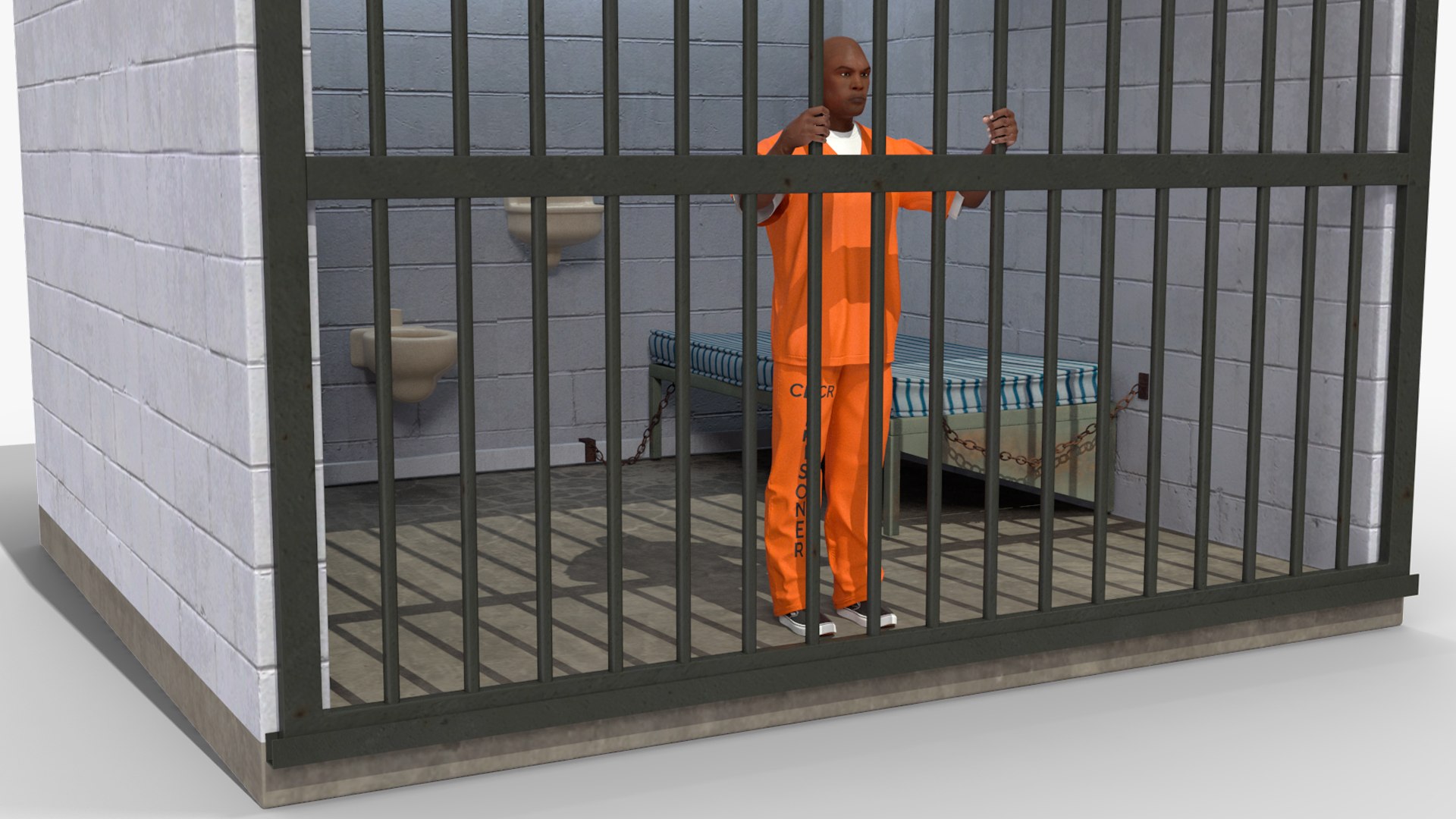 3D Black Prisoner In Jail Cell - TurboSquid 2363098