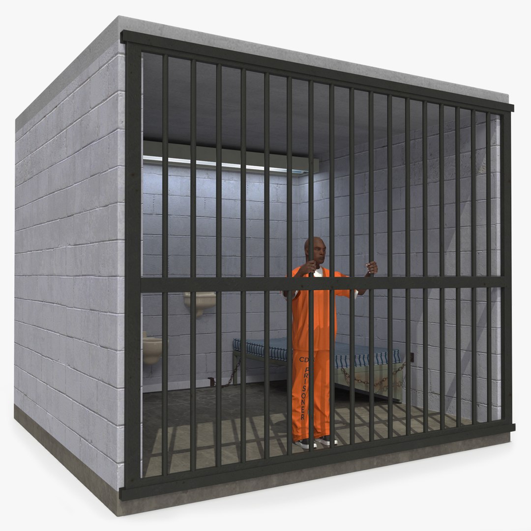 Black Prisoner in Jail Cell 3D model preview