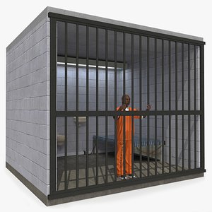 Black Prisoner in Jail Cell