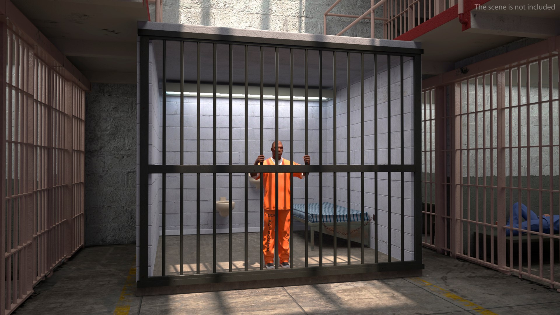 3D Black Prisoner In Jail Cell - TurboSquid 2363098