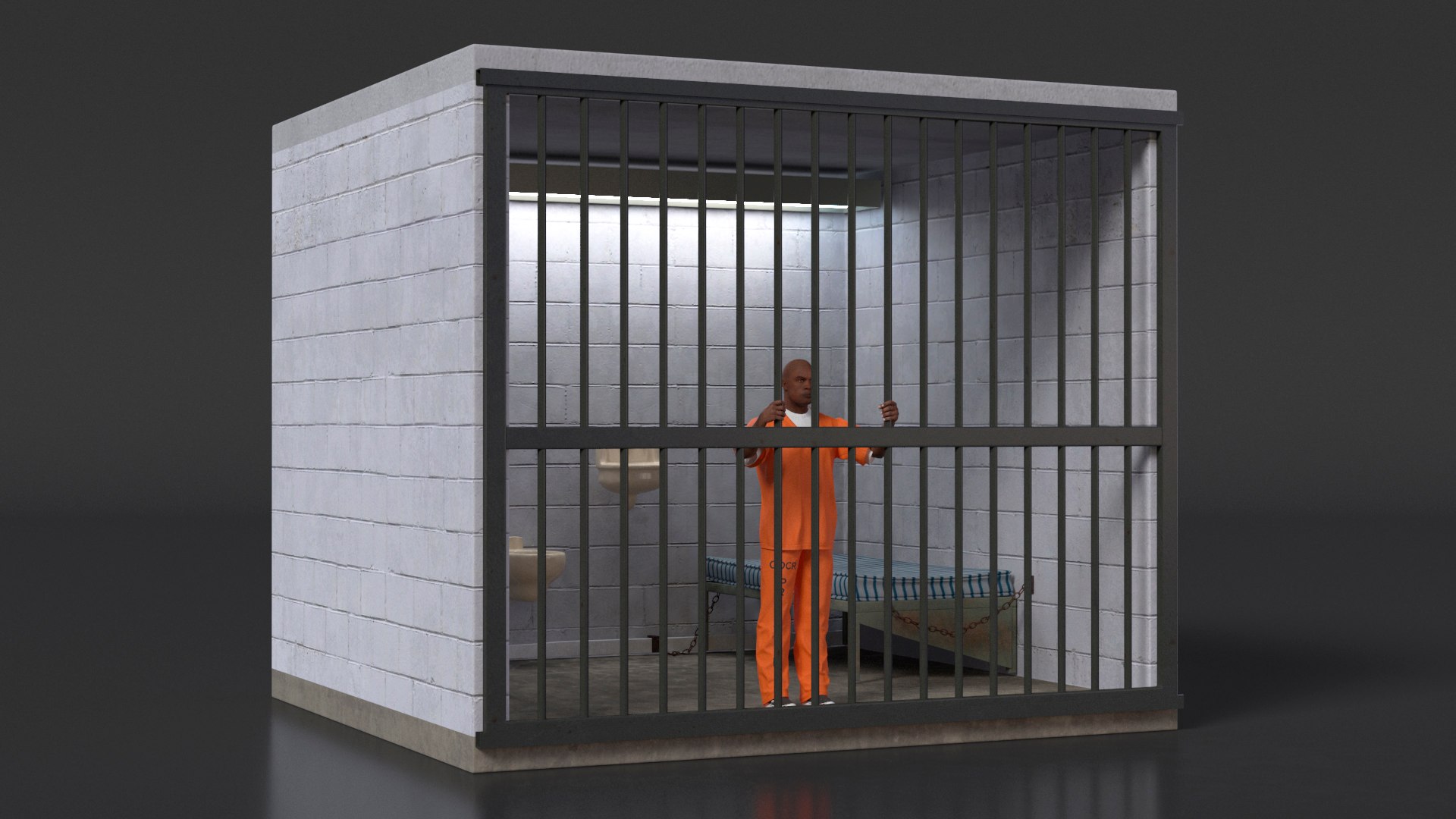 3D Black Prisoner In Jail Cell - TurboSquid 2363098