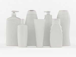 3D white plastic bottles