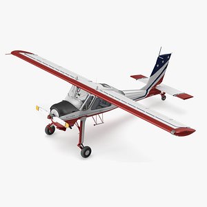 3D Civil Airplane PZL 104 Wilga Flag Color Rigged for Maya