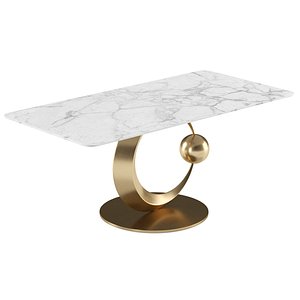 White Rectangular Dining Table 3D model